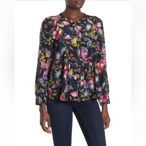 J. Crew Silk Floral Pleated Popover, XXS, Office Chic School Work Weekend